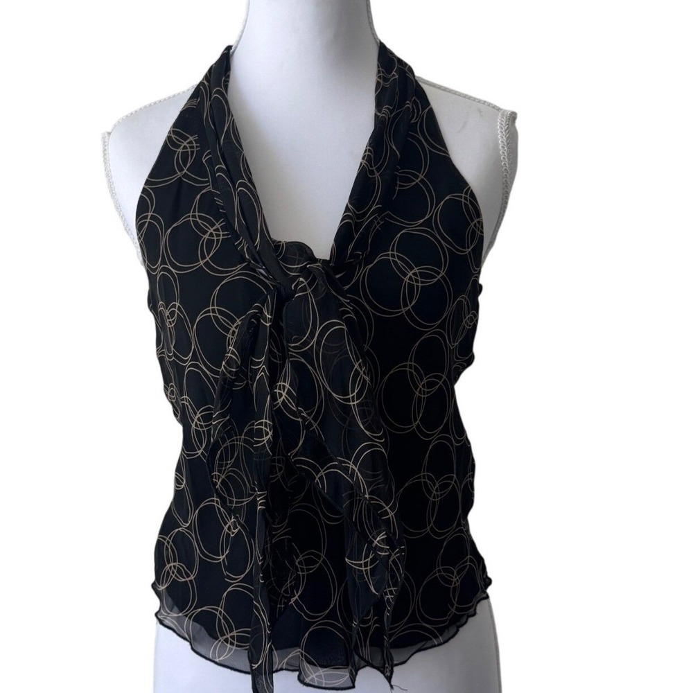 Vintage Silk Chiffon Halter Top Laundry by Shelli Segal 90s Size 2